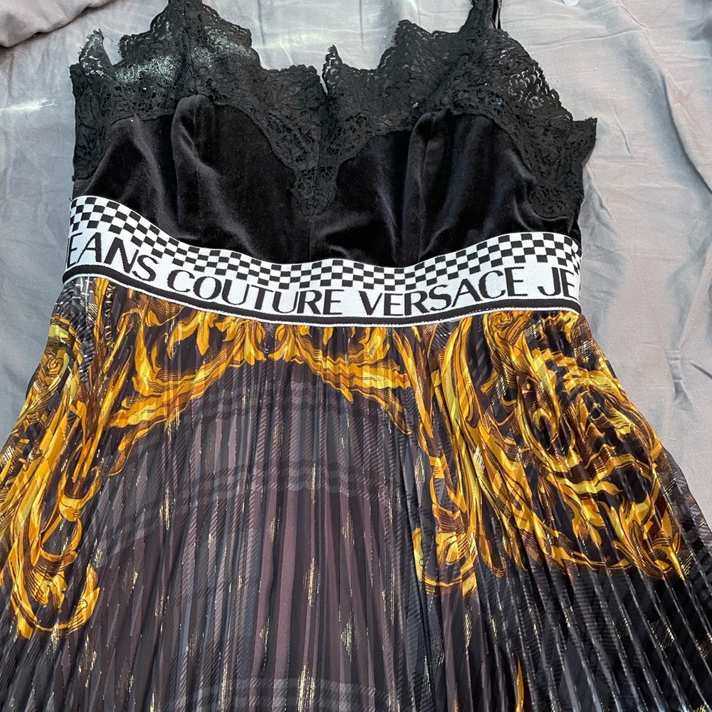 Black an gold Versace dress